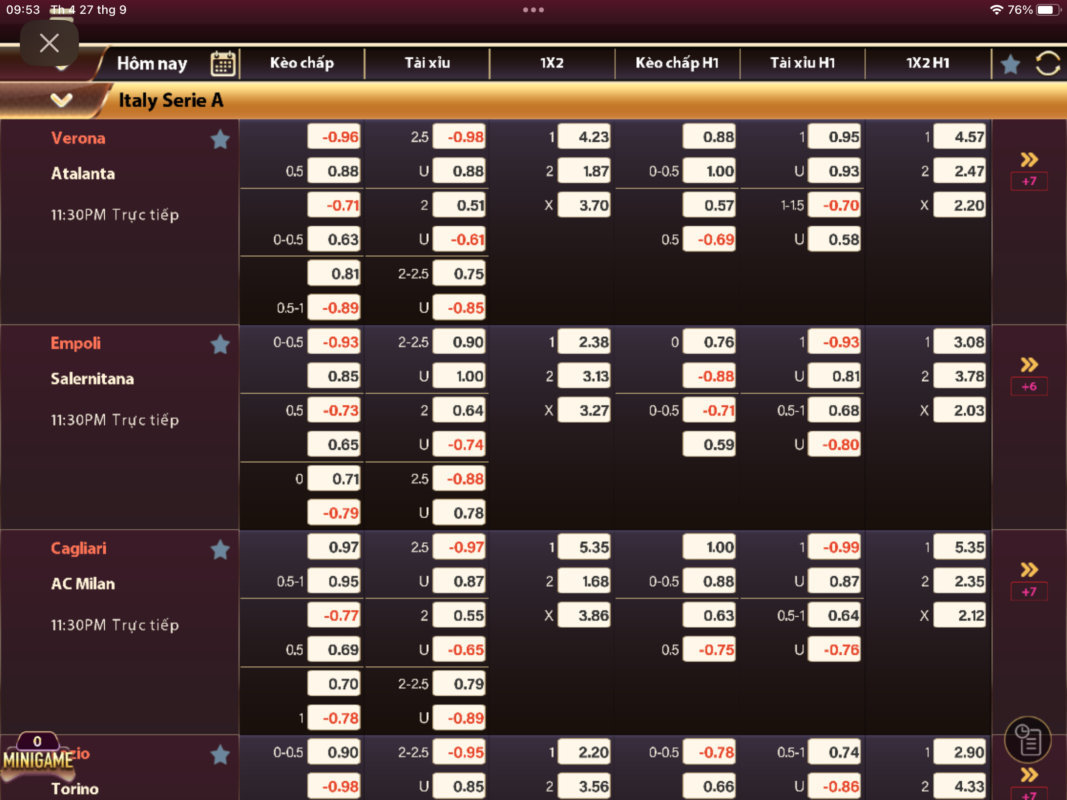 Cược kèo đa dạng