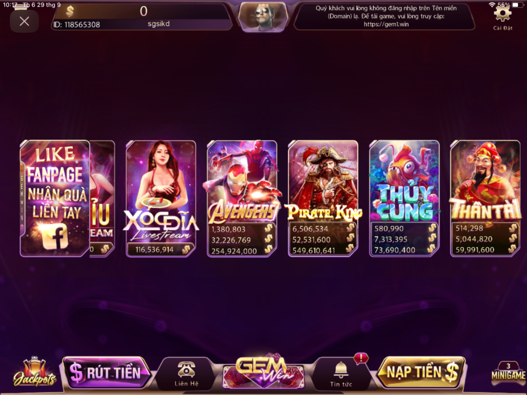 Đa dạng slot game thú vị