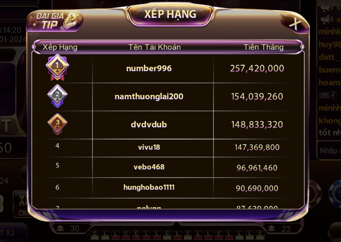 Sử dụng bảng lịch sử cược khi chơi tại link tải Gemwin